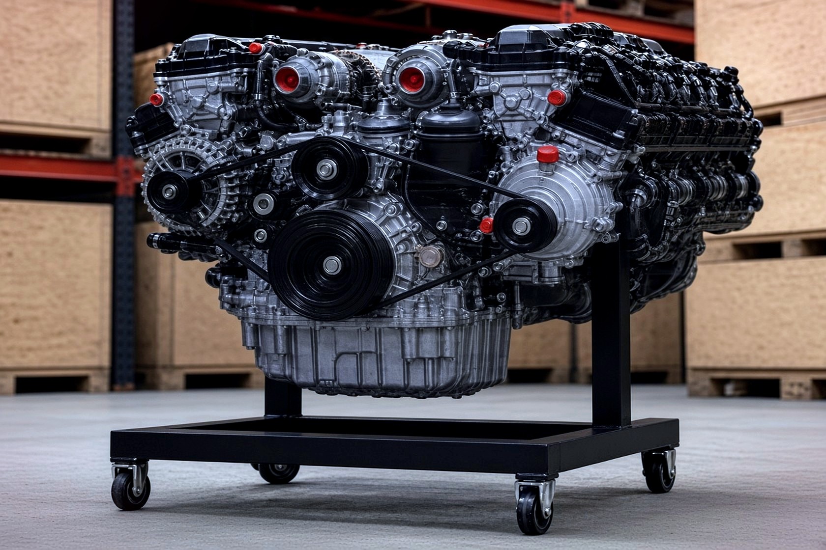 Engine prepared on a pallet